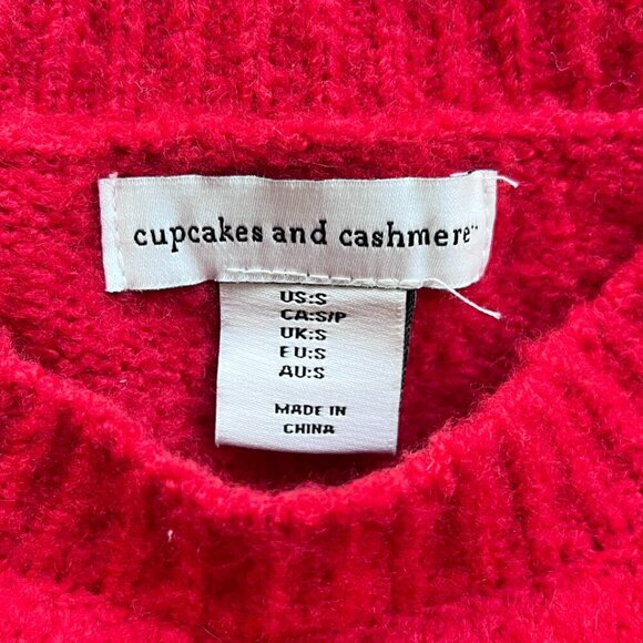 Cupcakes and Cashmere Après Ski Sweater Red White Graphic Pullover Size S - Picture 2 of 4